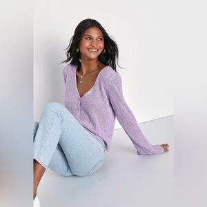 Lulu's Light Purple V-Neck Cardigan